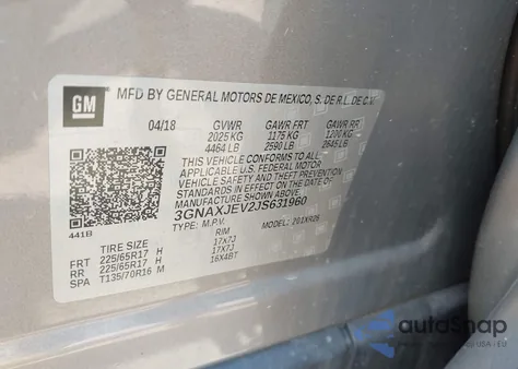 2018 Chevrolet Equinox Lt from USA, damaged, VIN 3GNAXJEV2JS631960